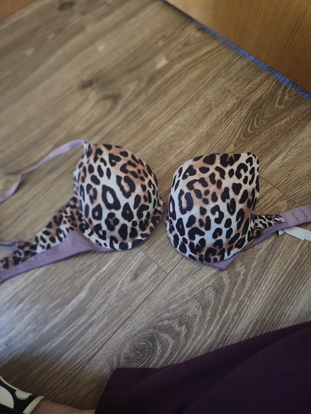 Leopard Print Push-Up Bra in Taupe and Black